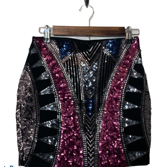 Express High Waisted Sequined Mini Skirt Ladies Sz XS - Picture 2 of 6